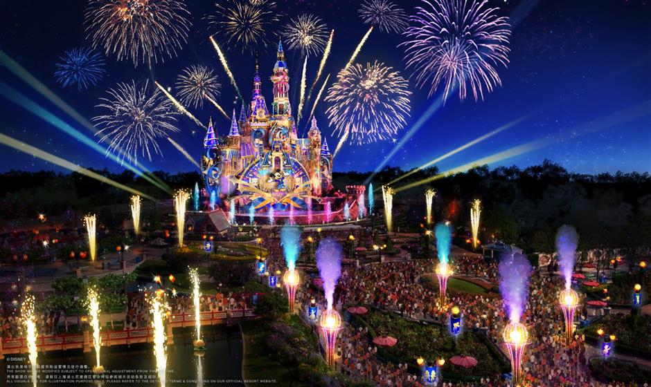 lichtshow en vuurwerkshow shanghai disney 10 jaar