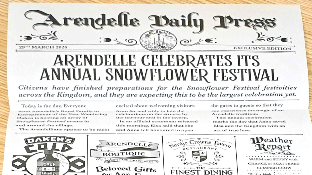 arendelle daily press krant opening world of frozen