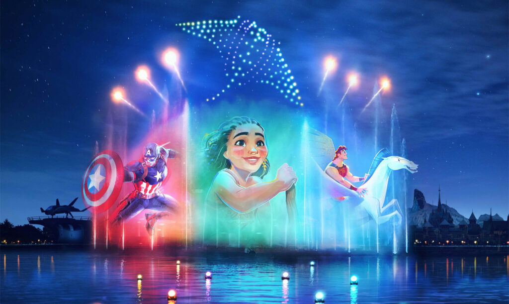 Disney cascade of lights show in word of frozen